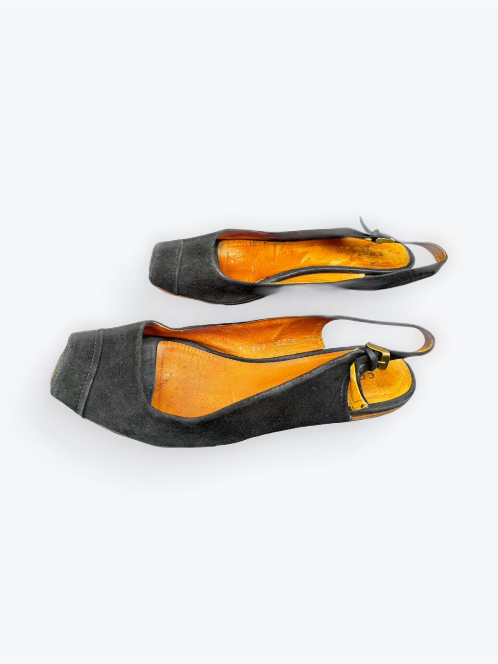 Coclico Black Suede Slingback Flats With Tan Interior